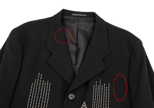 Yohji Yamamoto POUR HOMME Black Wool Sashiko Jacket Size M