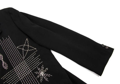 Yohji Yamamoto POUR HOMME Black Wool Sashiko Jacket Size M