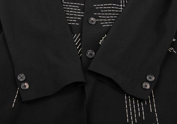 Yohji Yamamoto POUR HOMME Black Wool Sashiko Jacket Size M