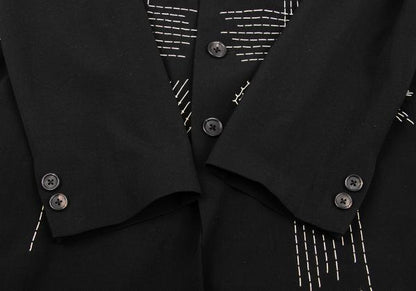 Yohji Yamamoto POUR HOMME Black Wool Sashiko Jacket Size M