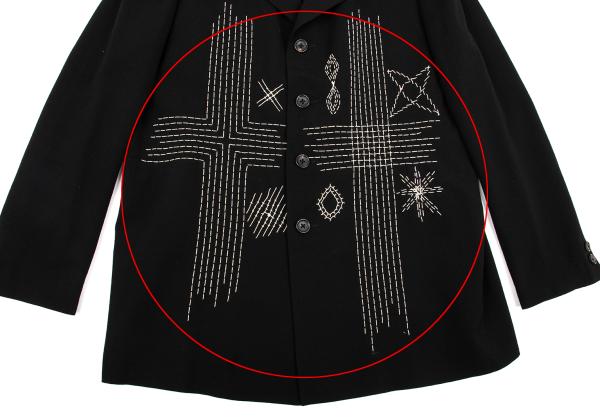 Yohji Yamamoto POUR HOMME Black Wool Sashiko Jacket Size M
