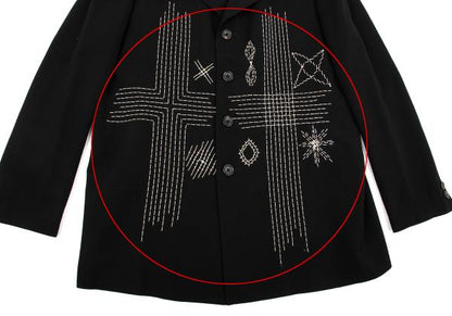 Yohji Yamamoto POUR HOMME Black Wool Sashiko Jacket Size M