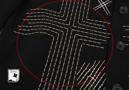 Yohji Yamamoto POUR HOMME Black Wool Sashiko Jacket Size M
