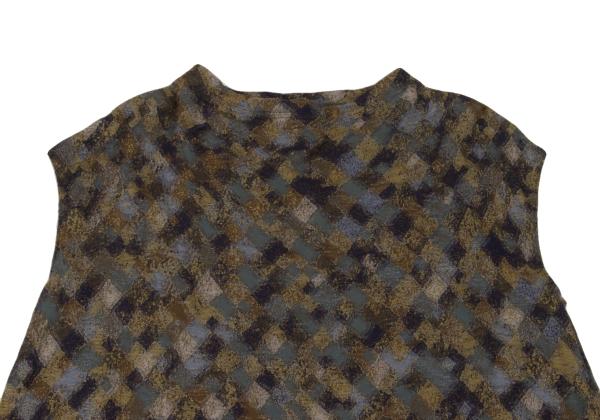 JURGEN LEHL Cotton Diamond Check Jacquard Blue Multi Blouse Size M