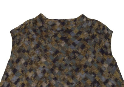 JURGEN LEHL Cotton Diamond Check Jacquard Blue Multi Blouse Size M