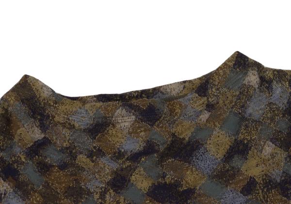 JURGEN LEHL Cotton Diamond Check Jacquard Blue Multi Blouse Size M
