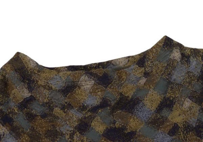 JURGEN LEHL Cotton Diamond Check Jacquard Blue Multi Blouse Size M