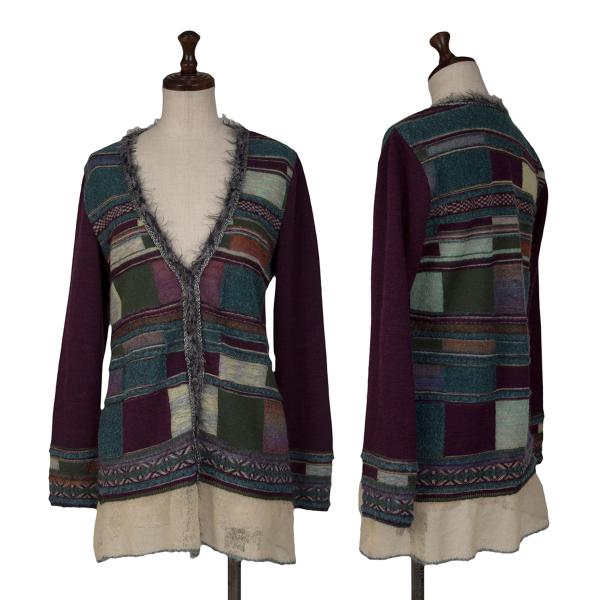 M.&KYOKO Wool Blend V-Neck Cardigan Sweater Purple Size 1