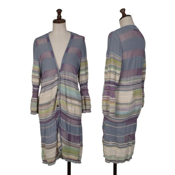 M.&KYOKO Blue Multi Washi Blend Sleeve Cardigan Size 1
