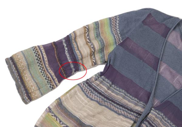 M.&KYOKO Blue Multi Washi Blend Sleeve Cardigan Size 1