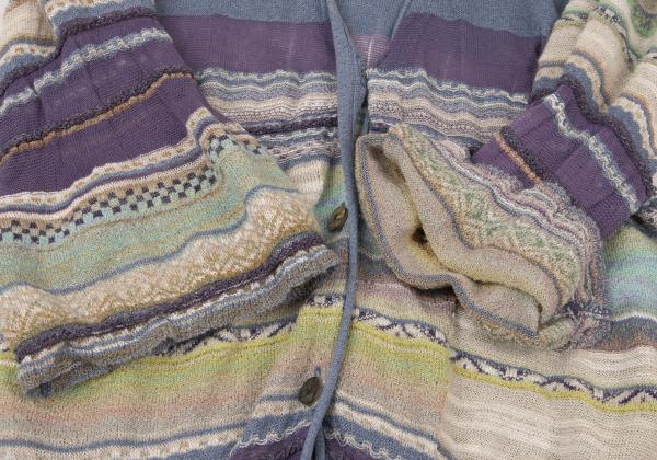 M.&KYOKO Blue Multi Washi Blend Sleeve Cardigan Size 1