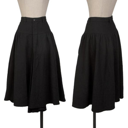 Y's Wool Tuck Gather Midi Skirt Black Size 2