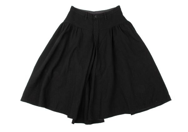 Y's Wool Tuck Gather Midi Skirt Black Size 2