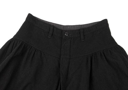 Y's Wool Tuck Gather Midi Skirt Black Size 2