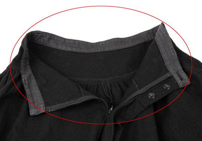 Y's Wool Tuck Gather Midi Skirt Black Size 2