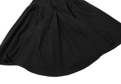 Y's Wool Tuck Gather Midi Skirt Black Size 2
