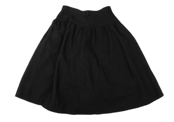 Y's Wool Tuck Gather Midi Skirt Black Size 2