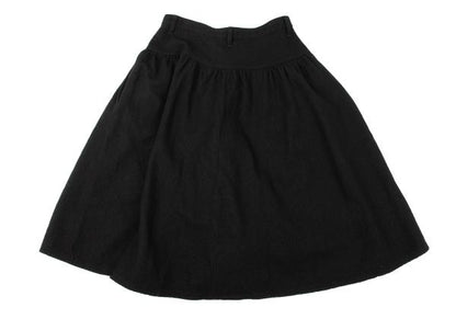 Y's Wool Tuck Gather Midi Skirt Black Size 2