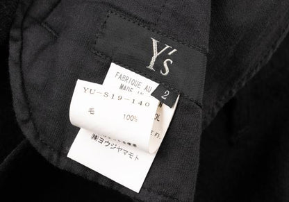 Y's Wool Tuck Gather Midi Skirt Black Size 2