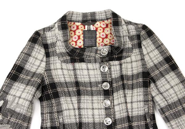 MARITHE Floral Embroidered Check Jacket Gray Size M