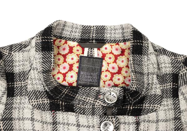 MARITHE Floral Embroidered Check Jacket Gray Size M
