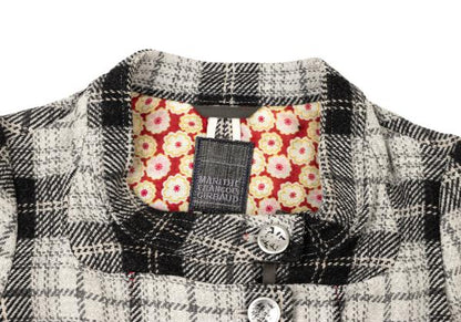 MARITHE Floral Embroidered Check Jacket Gray Size M