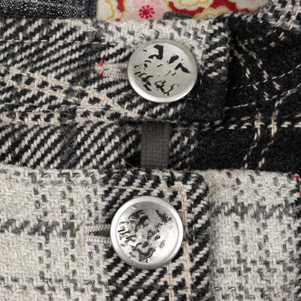 MARITHE Floral Embroidered Check Jacket Gray Size M
