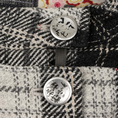 MARITHE Floral Embroidered Check Jacket Gray Size M