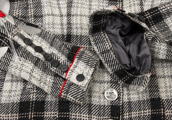 MARITHE Floral Embroidered Check Jacket Gray Size M