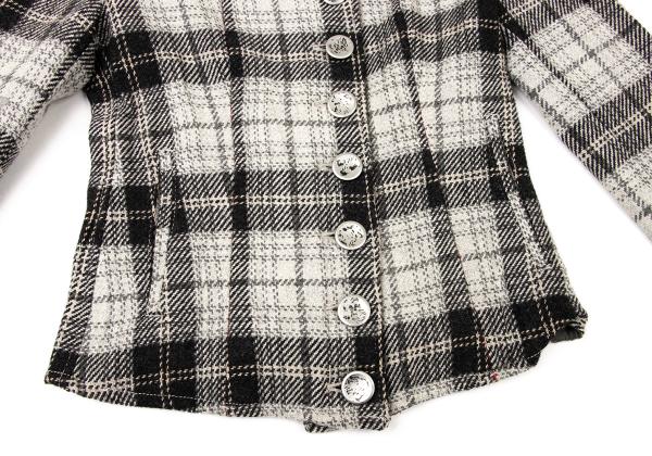 MARITHE Floral Embroidered Check Jacket Gray Size M