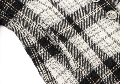MARITHE Floral Embroidered Check Jacket Gray Size M