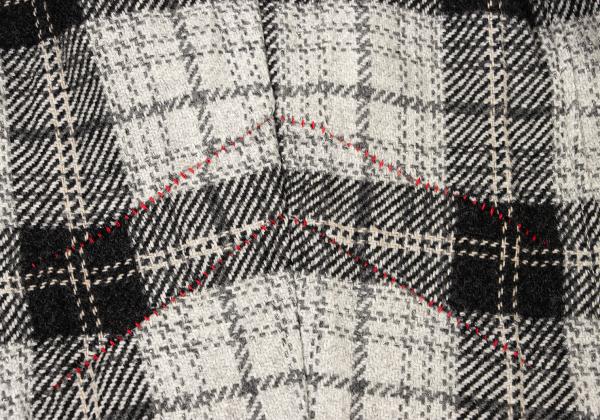 MARITHE Floral Embroidered Check Jacket Gray Size M