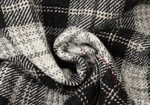 MARITHE Floral Embroidered Check Jacket Gray Size M