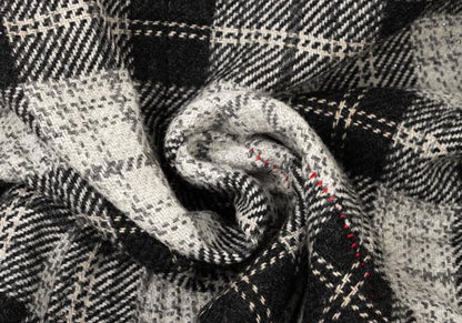 MARITHE Floral Embroidered Check Jacket Gray Size M