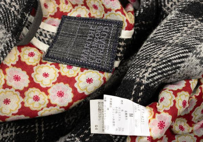 MARITHE Floral Embroidered Check Jacket Gray Size M