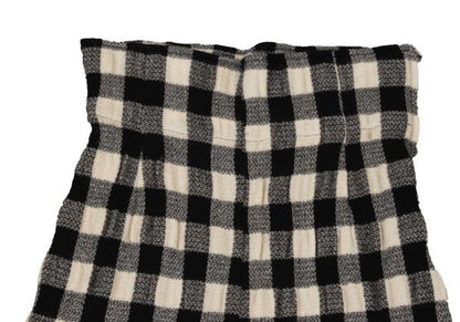 tricot COMME des GARCONS Wool Block Check Black Ivory Pants Size M