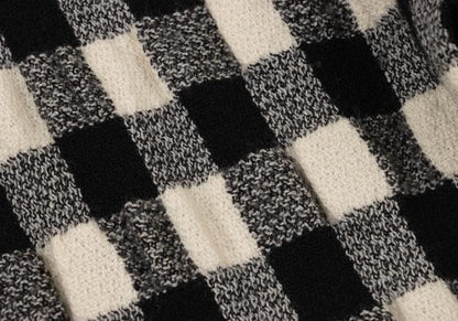 tricot COMME des GARCONS Wool Block Check Black Ivory Pants Size M