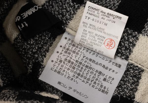 tricot COMME des GARCONS Wool Block Check Black Ivory Pants Size M