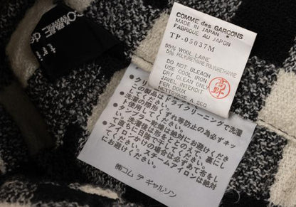tricot COMME des GARCONS Wool Block Check Black Ivory Pants Size M