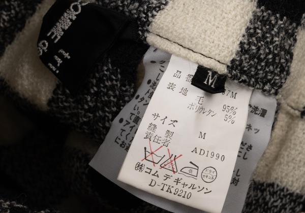 tricot COMME des GARCONS Wool Block Check Black Ivory Pants Size M