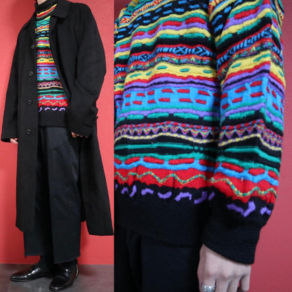 Coogi Vibrant Multi-Color 3D Knit Sweater Size SS