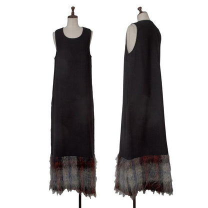 tricot COMME des GARCONS Wool Shaggy Hem Check Dress Size S