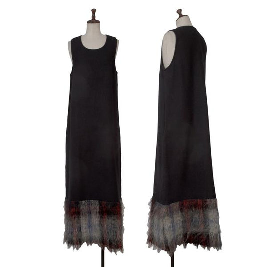 tricot COMME des GARCONS Wool Shaggy Hem Check Dress Size S