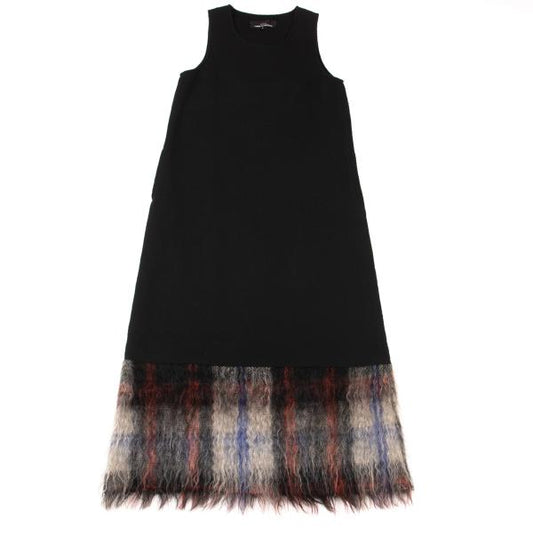 tricot COMME des GARCONS Wool Shaggy Hem Check Dress Size S