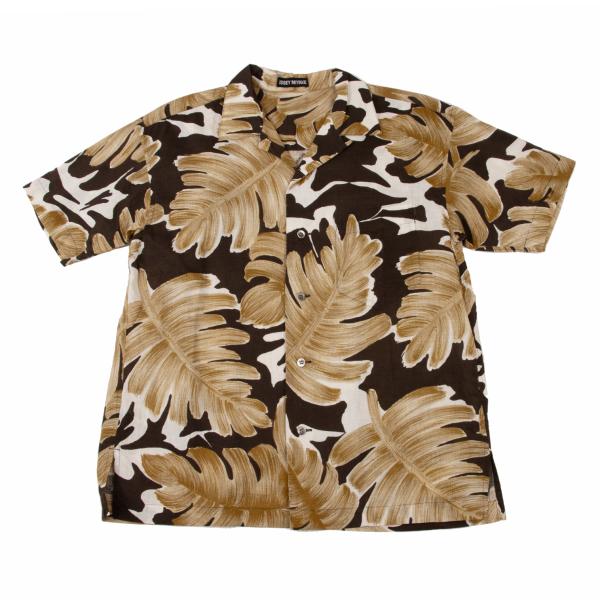 ISSEY MIYAKE Cotton Linen Leaf Print S/S Shirt Beige Size M
