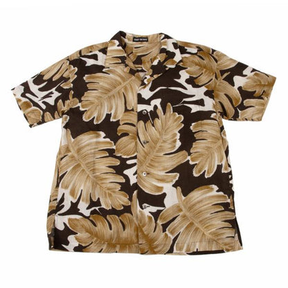 ISSEY MIYAKE Cotton Linen Leaf Print S/S Shirt Beige Size M