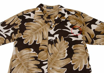 ISSEY MIYAKE Cotton Linen Leaf Print S/S Shirt Beige Size M