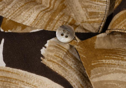 ISSEY MIYAKE Cotton Linen Leaf Print S/S Shirt Beige Size M