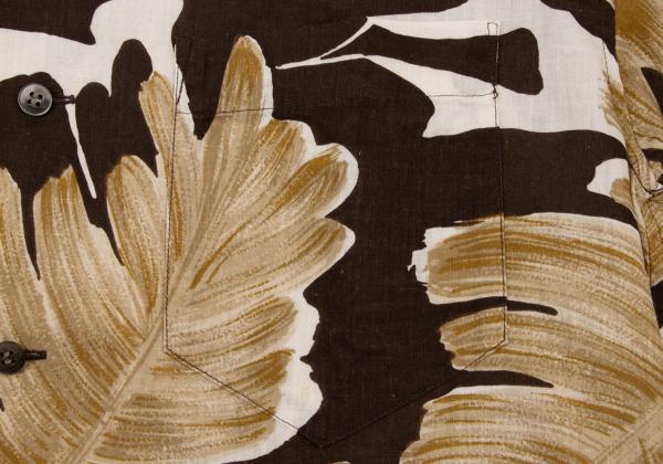 ISSEY MIYAKE Cotton Linen Leaf Print S/S Shirt Beige Size M