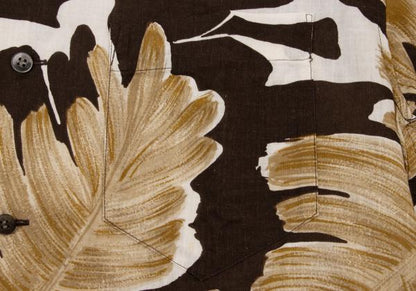 ISSEY MIYAKE Cotton Linen Leaf Print S/S Shirt Beige Size M